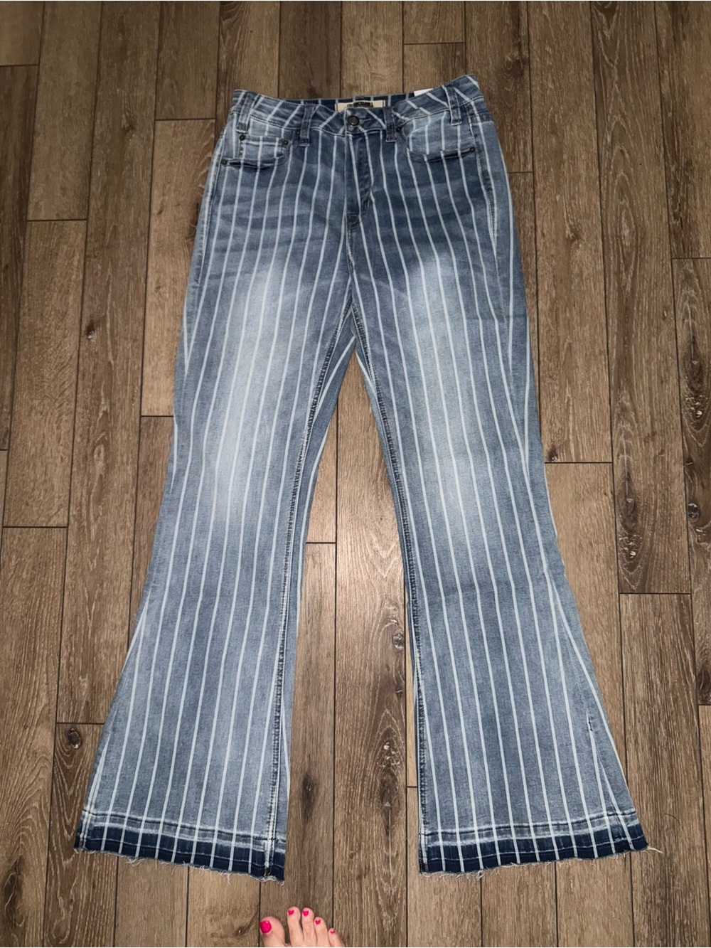 NEW ROCK & ROLL DENIM HIGH RISE EXTRA STRETCH
STRIPED TROUSER FLARE JEANS 29x32 - Picture 6 of 16
